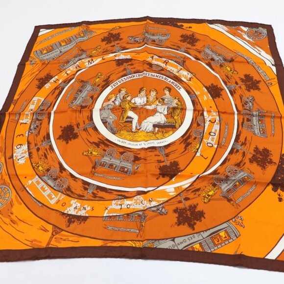 HERMÈS HER475058 Jeu des Omnibus et Dames Blanches Silk Scarf - Picture 1 of 8